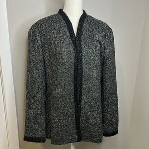 Coldwater Creek Women's Tweed Blazer with Black Trim